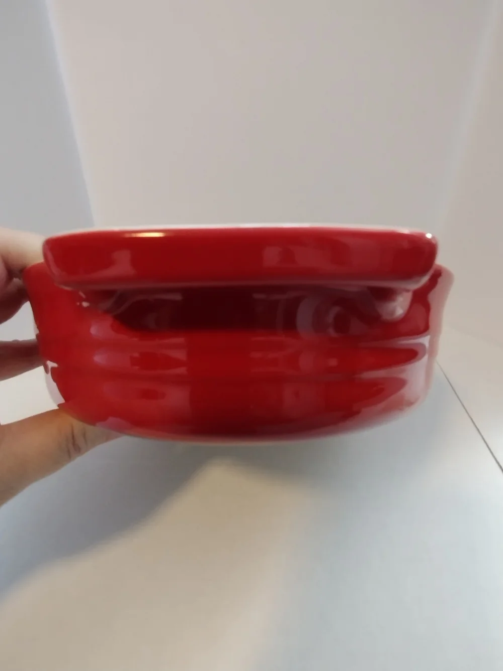 Le Creuset Red Ceramic Oval Baking Dish with Cream Interior